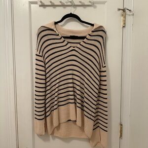 Jcrew Striped V-Neck Sweater